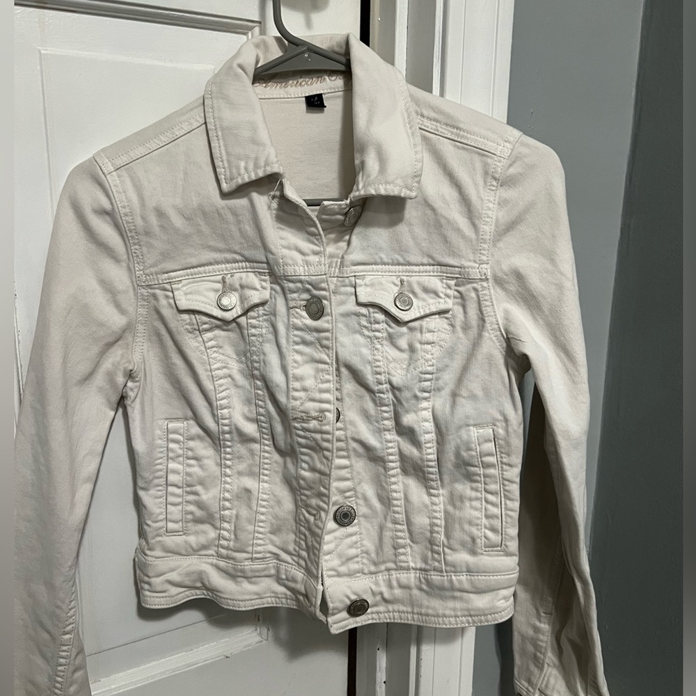 American Eagle white denim jacket